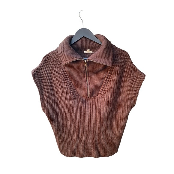 Mystree Brown Casual Sleeveless Zip Pullover Sweater I Size:L - Picture 5 of 8